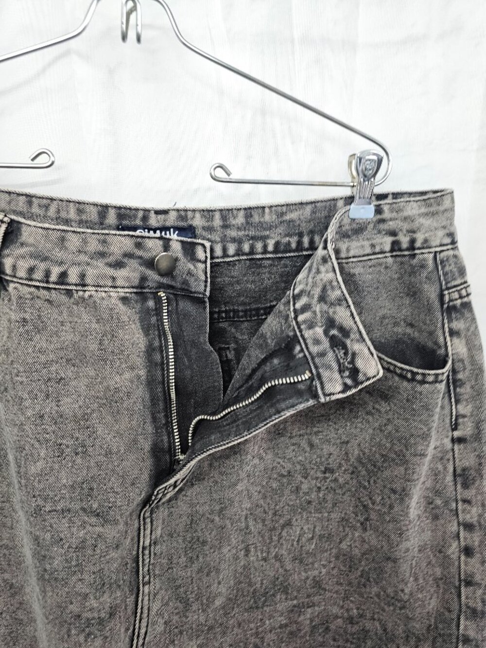 Cimuk Skirt Denim Black Grunge Casual Midi 2XL - Picture 5 of 11